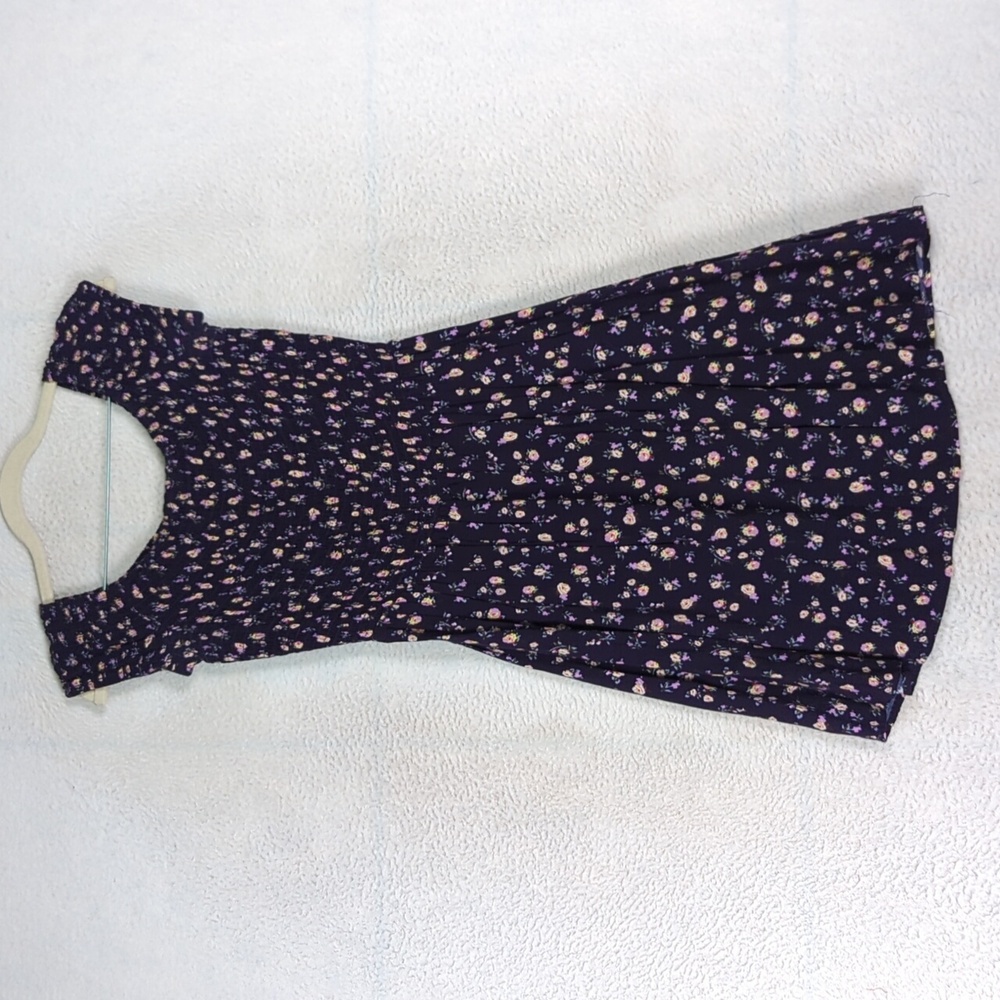 Mossimo Women's Purple Floral Smocked Round Neck Mini Dress Size S
